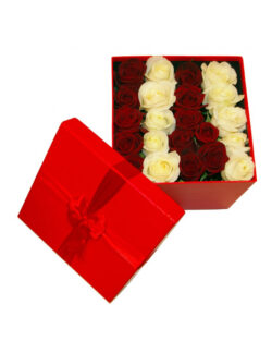 Box of Red & White Roses(high quality)